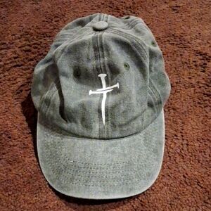 Light Gray Baseball Cap with Cross Design- Youth